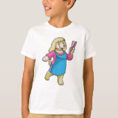 Dog als Hairdresser met Comb T-shirt (Voorkant)