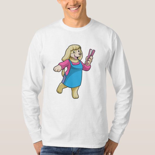 Dog als Hairdresser met Comb T-shirt (Voorkant)