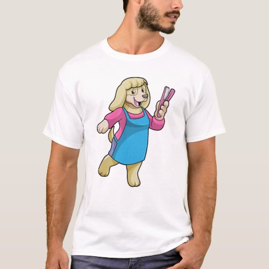 Dog als Hairdresser met Comb T-shirt (Voorkant)