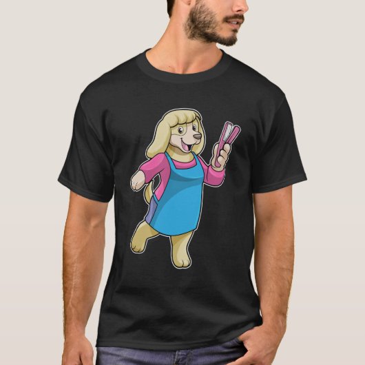 Dog als Hairdresser met Comb T-shirt (Voorkant)