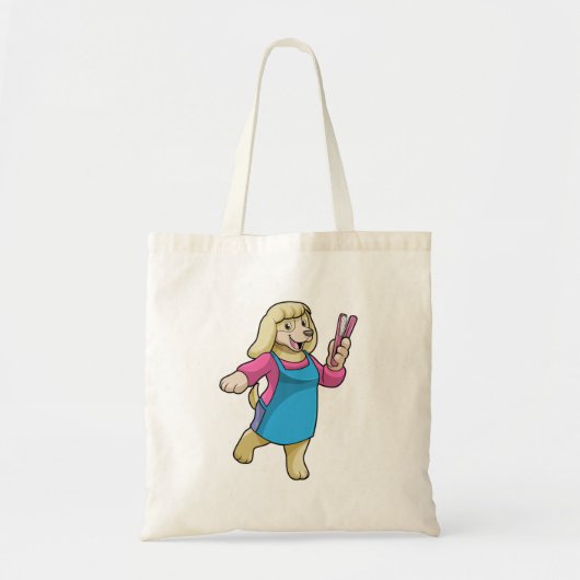 Dog als Hairdresser met Comb Tote Bag (Voorkant)