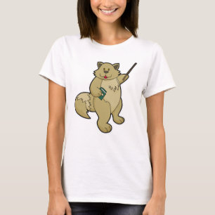 Dog als leraar met boek en wijzer t-shirt