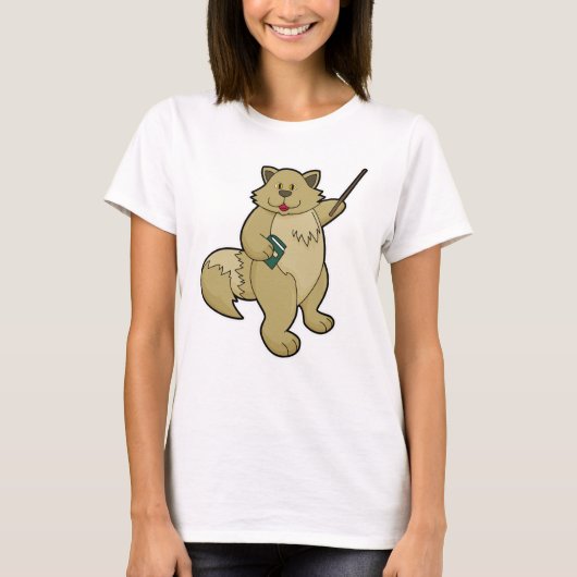 Dog als leraar met boek en wijzer t-shirt (Voorkant)