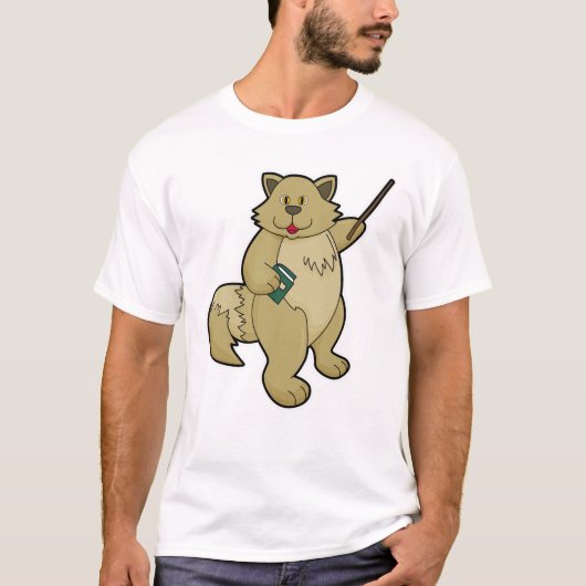 Dog als leraar met boek en wijzer t-shirt (Voorkant)