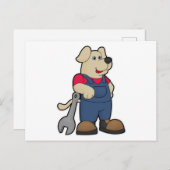 Dog als mechanisch met moersleutel briefkaart (Voorkant / Achterkant)