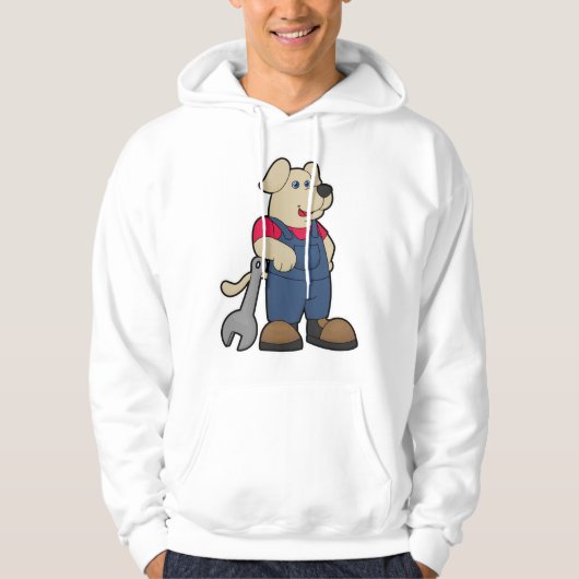 Dog als mechanisch met moersleutel hoodie (Voorkant)