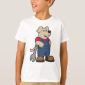 Dog als mechanisch met moersleutel t-shirt (Voorkant)