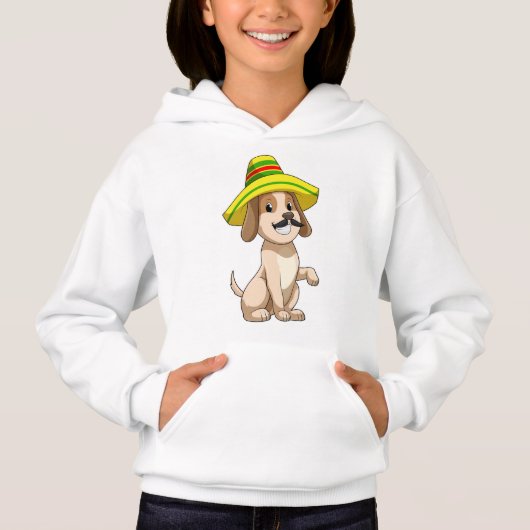 Dog als Mexicaan met pet van riet (Voorkant)