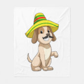 Dog als Mexicaan met pet van riet Fleece Deken (Voorkant)