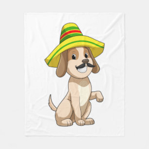 Dog als Mexicaan met pet van riet Fleece Deken