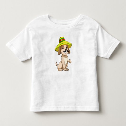 Dog als Mexicaan met pet van riet Kinder Shirts (Voorkant)