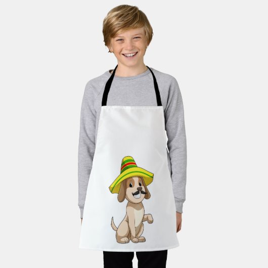 Dog als Mexicaan met pet van riet Schort (Gedragen)