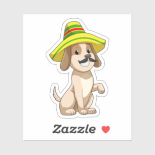 Dog als Mexicaan met pet van riet Sticker