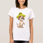 Dog als Mexicaan met pet van riet T-shirt (Voorkant)