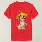 Dog als Mexicaan met pet van riet T-shirt (Design voorkant)