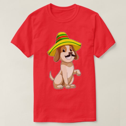 Dog als Mexicaan met pet van riet T-shirt (Design voorkant)