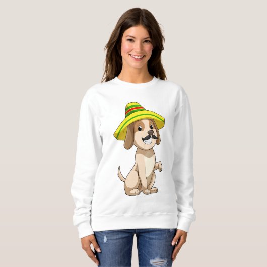 Dog als Mexicaan met pet van riet Trui (Voorkant volledig)
