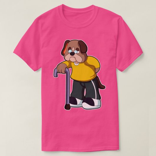 Dog als Pensioner met hulp bij het lopen T-shirt (Design voorkant)