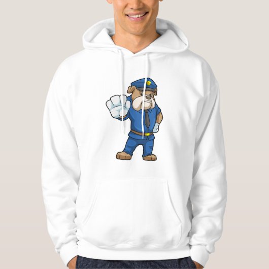 Dog als politieagent met politieuniform hoodie (Voorkant)
