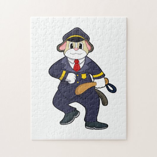 Dog als politieagent met politieuniform legpuzzel (Verticaal)