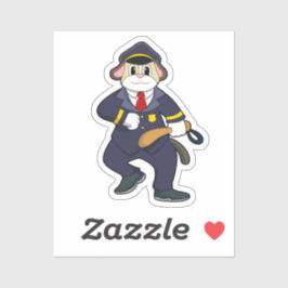 Dog als politieagent met politieuniform sticker