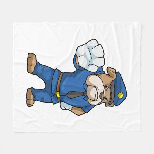 Dog als politieagent met uniform fleece deken (Voorkant (Horizontaal))