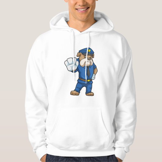 Dog als politieagent met uniform hoodie (Voorkant)