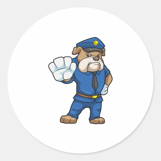 Dog als politieagent met uniform ronde sticker (Voorkant)