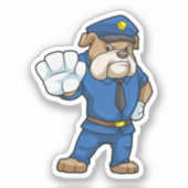 Dog als politieagent met uniform sticker (Voorkant)