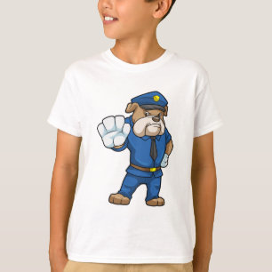 Dog als politieagent met uniform t-shirt