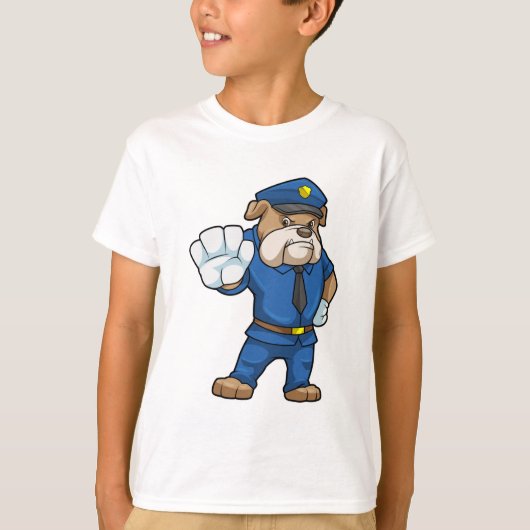 Dog als politieagent met uniform t-shirt (Voorkant)