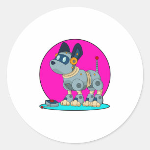 Dog als Robot Ronde Sticker