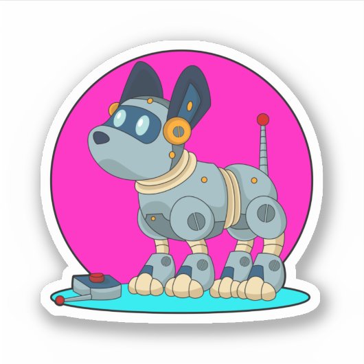 Dog als Robot Sticker (Voorkant)