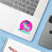 Dog als Robot Sticker (Laptop met iPhone)