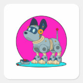 Dog als Robot Vierkante Sticker (Voorkant)