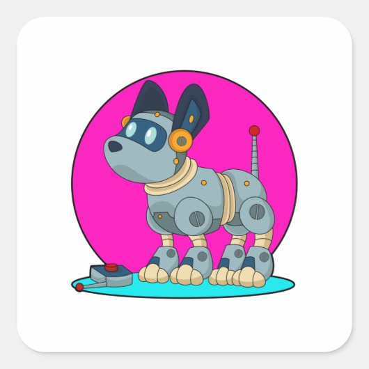 Dog als Robot Vierkante Sticker (Voorkant)