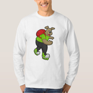 Dog als Skater met gealigneerde schaatsen & rugzak T-shirt