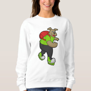 Dog als Skater met gealigneerde schaatsen & rugzak Trui