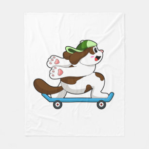 Dog als Skater met Skateboard Fleece Deken
