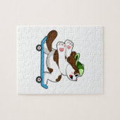 Dog als Skater met Skateboard Legpuzzel (Horizontaal)