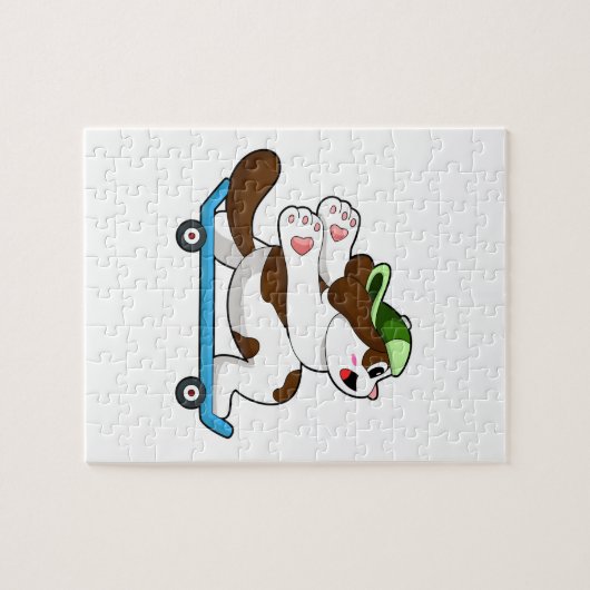 Dog als Skater met Skateboard Legpuzzel (Horizontaal)