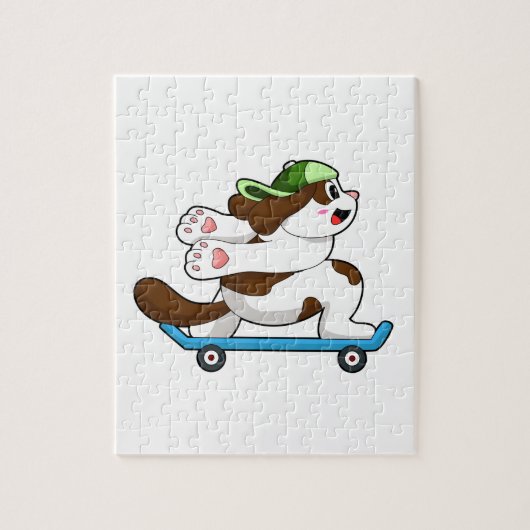 Dog als Skater met Skateboard Legpuzzel (Verticaal)