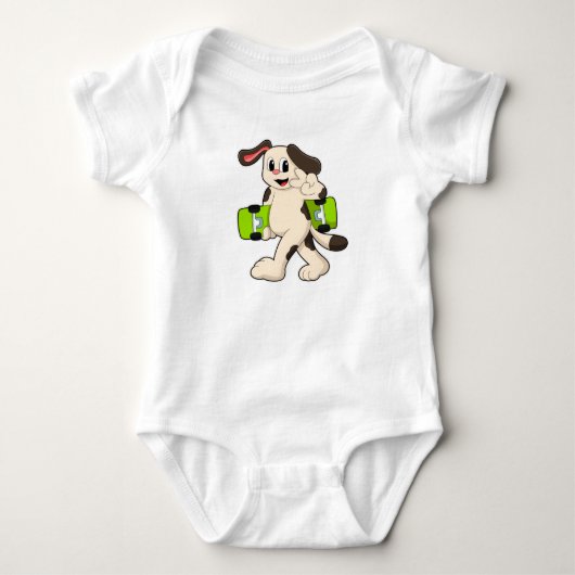 Dog als Skater met Skateboard Romper (Voorkant)