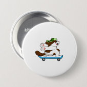 Dog als Skater met Skateboard Ronde Button 7,6 Cm (Voorkant /achterkant)