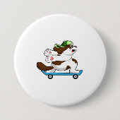 Dog als Skater met Skateboard Ronde Button 7,6 Cm (Voorkant)