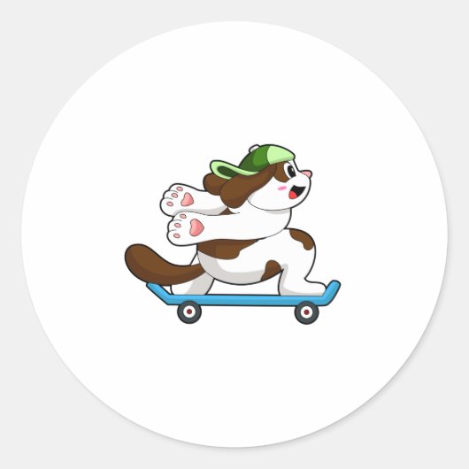 Dog als Skater met Skateboard Ronde Sticker (Voorkant)