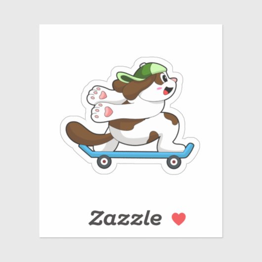 Dog als Skater met Skateboard Sticker (Vel)