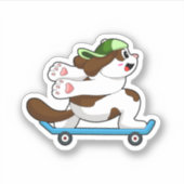 Dog als Skater met Skateboard Sticker (Voorkant)