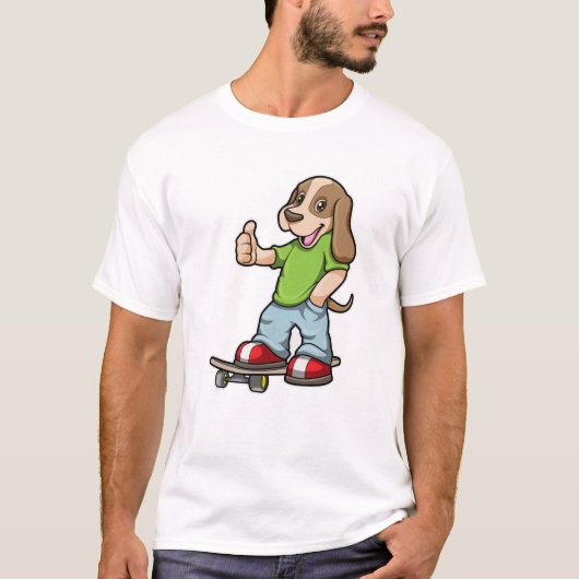 Dog als Skater met Skateboard T-shirt (Voorkant)