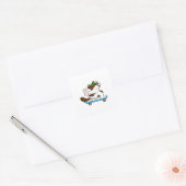 Dog als Skater met Skateboard Vierkante Sticker (Envelop)